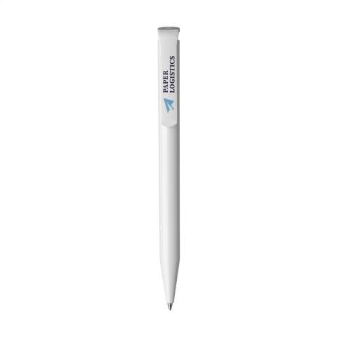 Blauschreibender Kugelschreiber der Marke Senator® in einem zeitlosen Design, poliertem Gehäuse und großzügigem Clip/Druckknopf. Made in Germany.