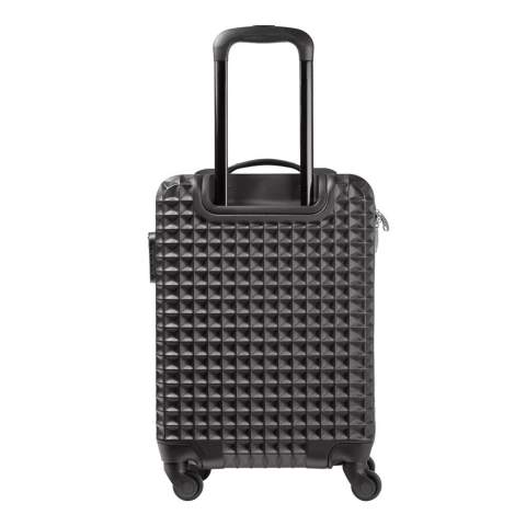 Trolley für das Handgepäck mit einem vollständig gefütterten Hauptfach und elastischen Riemen, die den Inhalt an Ort und Stelle halten. Der Koffer hat vier bewegliche Räder. Mit Platz für Doming. Einzeln verpackt in einer Box. 
