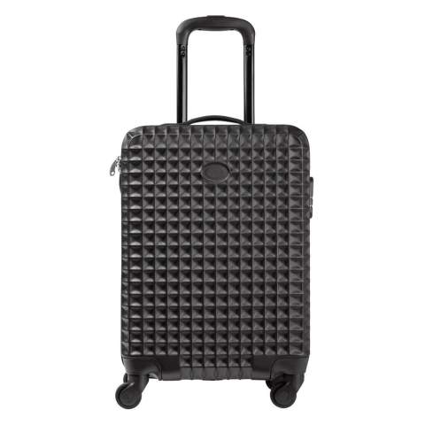 Trolley für das Handgepäck mit einem vollständig gefütterten Hauptfach und elastischen Riemen, die den Inhalt an Ort und Stelle halten. Der Koffer hat vier bewegliche Räder. Mit Platz für Doming. Einzeln verpackt in einer Box. 