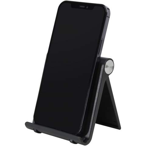 Phone and tablet stand compatible with all major phones and tablets that are less than 12mm thick, including iPhone, iPad, Samsung Galaxy / Tab, Google Nexus, HTC, LG, Nokia Lumia, and OnePlus. The stand is easily adjustable for multiple viewing angles. Large print area on the front panel.