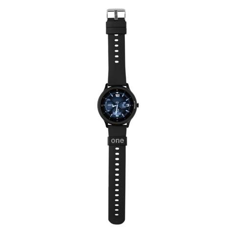 Modern high performance watch with 1.28" round fast responsive full touch screen to track your activities all day long. With high resolution display. Made with RCS (Recycled Claim Standard) certified recycled TPU armband and zinc alloy frame. Total recycled content: 23% based on total item weight. RCS certification ensures a completely certified supply chain of the recycled materials. Features include: Step count, calories, distance, multi-sport (24 types) tracking alarm clock, heart rate tracking, blood pressure monitoring, sleep monitor calendar updates. Notifications: SMS, Facebook, Skype, WhatsApp, Twitter etc. Compatible with Android 4.4 and IOS 8.0 and above. IPX 68 water and dustproof. BT 5.0. Standby time of 25 days and working time up to 7 days. Including clip charger to charge the watch. Packed in FSC® mix kraft packaging. Item and accessories 100% PVC free.<br /><br />HasBluetooth: True<br />PVC free: true