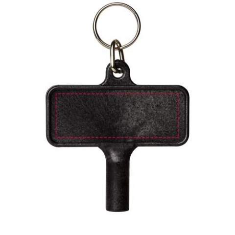 Utility key with keychain for items such as radiators, meterboxes, street poles. The dimensions for the opening is a square shape with 5 mm edges.