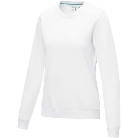 The Jasper women's GOTS organic GRS recycled crewneck sweater – a fusion of style and sustainability. This sweater blends eco-conscious fashion with comfort, featuring a flat knit rib v-insert at centre front. With a soft brushed interior, it ensures a cozy feel. Made from a 280 g/m² blend of GOTS certified organic cotton and GRS certified recycled polyester. What truly sets this garment apart is its dual certification (GRS and GOTS) ensuring a 100% certified supply chain. This means that every step, from sourcing the materials to production, adheres to stringent environmental and ethical standards. By choosing this sweater, you make a statement that fashion and sustainability can coexist seamlessly. This sweater is designed with a fitted shape for a feminine look. 