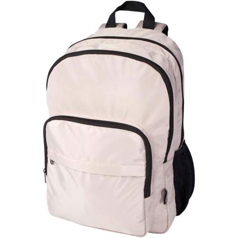 Le sac à dos Trend Plus est fabriqué avec un tissu doux et infroissable, recyclé et certifié GRS, et une doublure RPET de qualité. Le sac à dos comprend un compartiment pour ordinateur portable de 15'', un compartiment d'organisation, des poches avant zippées, des poches latérales en maille filet et un dos en filet aéré avec une sangle pour trolley. Bretelles réglables pour un confort optimal. Capacité : 20 litres. Capacité de charge maximale de 10 kg. Sans PVC. 