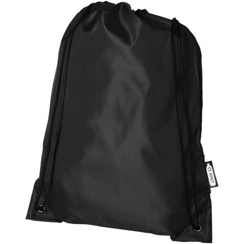 Durable bag made of 100% recycled, post-consumer plastic which contributes to the reduction of plastic waste. Each bag is made of 3.5 recycled PET bottles. Large main compartment with string closure in black colour. Capacity: 5 litre, resistance up to 5 kg weight.