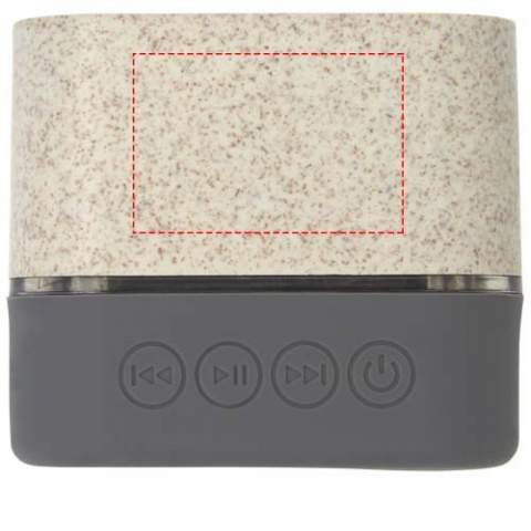 Haut-parleur Bluetooth® 5.0 composé à 51 % de paille de blé et à 49 % de polypropylène. Intègre une batterie lithium-ion rechargeable de 350 mAh qui offre jusqu’à 1,5 heure d'écoute au volume maximum. Avec une sortie haut-parleur de 3 watts, un microphone et des commandes musicales intégrées, le haut-parleur Bluetooth® Aira est le haut-parleur parfait à poser sur un bureau. Fourni dans une boîte cadeau et livré avec un manuel (fait à partir de matière durable). Livré avec un câble de charge Micro USB. 