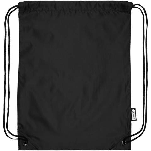Durable bag made of 100% recycled, post-consumer plastic which contributes to the reduction of plastic waste. Each bag is made of 3.5 recycled PET bottles. Large main compartment with string closure in black colour. Capacity: 5 litre, resistance up to 5 kg weight.