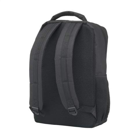 WoW! Backpack made from sturdy 600D RPET polyester. Equipped with a spacious compartment with sturdy zip and a foam protective compartment for safely transporting a laptop with a screen size of up to 15.6 inches. In addition, this backpack has an extra zip pocket on the front and a handy carrying loop. The adjustable shoulder straps and the rear of the backpack are foam padded for extra comfort. The backpack is also finished with mesh fabric. Capacity approx.15 litres.