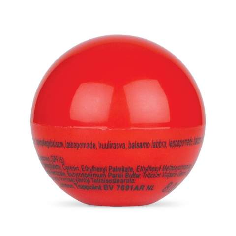 LIp balm ball available in various solid colours. This lip balm has a screw on lid and a flat base to enable it to stand.