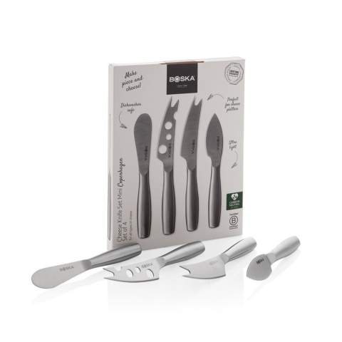 Maak kennis met de Kaasmessenset Mini Copenhagen, van het merk BOSKA – een B Corporation gecertificeerd bedrijf – speciaal ontworpen voor de ware kaasliefhebber. Deze set met kleine kaasmesjes biedt de perfecte combinatie van functionaliteit en stijl. Een echte must have voor bij elke kaasplank. De set is vaatwasser- en koelkastbestendig en wordt geleverd met een levenslange garantie.<br /><br />PVC free: true
