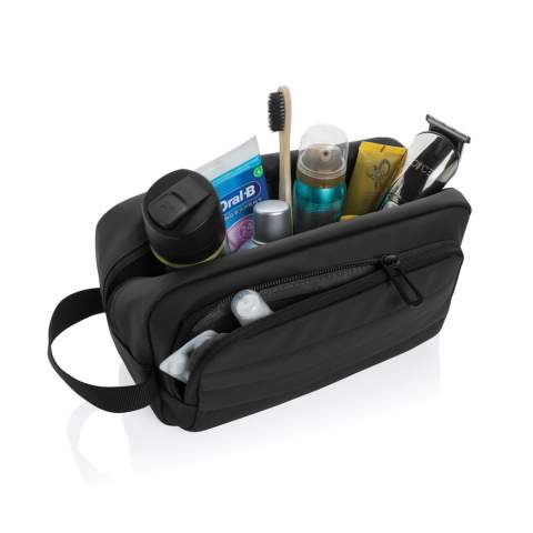 Keep your toiletries stylishly stowed and neatly organised while you're on-the-go. It boasts a spacious main compartment, with plenty of room for your grooming essentials. A front zippered pocket provides additional storage space for small necessities. With AWARE™ tracer that validates the genuine use of recycled materials. 2% of proceeds of each Aware™ product sold will be donated to Water.org. PVC free.<br /><br />PVC free: true