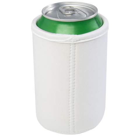 Recycled neoprene can sleeve holder that folds easily to fit in your pocket or purse. It has extra insulation keeping the beverage cool for a longer time, while also making the can comfortable to hold. 