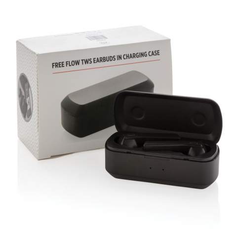 Ecouteurs en ABS avec technologie BT 5.0 pour connexion facile (jusqu’à 10m) et une qualité d’écoute parfaite. Batterie 35 mAh pour 3 heures d’écoute et peut être rechargé en 1 heure dans le boîtier de charge de 500 mAh. Livré avec des embouts de différentes tailles. Avec fonction micro et prise d’appel.<br /><br />HasBluetooth: True<br />PVC free: true