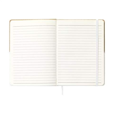 Duo stijl notitieboekje van kurk en imitatieleer in handzame en praktische uitvoering met ca. 72 vel/144 pagina's crèmekleurig, gelinieerd papier (70 g/m²) en elastische sluiting.
