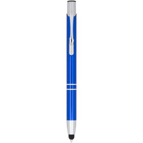 The stylus metallic anodized ballpoint pen features a built-in stylus at the pen tip. The pen is available in a wide variety of colours, and has an anodized finish which gives it a stunning shine. The extensive and popular Moneta range is available in many different styles and finishes.