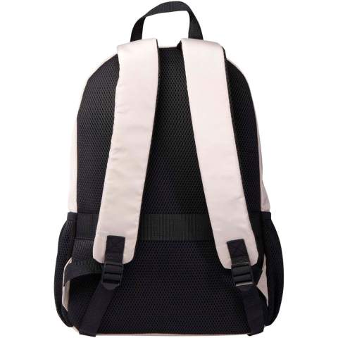 Le sac à dos Trend Plus est fabriqué avec un tissu doux et infroissable, recyclé et certifié GRS, et une doublure RPET de qualité. Le sac à dos comprend un compartiment pour ordinateur portable de 15'', un compartiment d'organisation, des poches avant zippées, des poches latérales en maille filet et un dos en filet aéré avec une sangle pour trolley. Bretelles réglables pour un confort optimal. Capacité : 20 litres. Capacité de charge maximale de 10 kg. Sans PVC. 