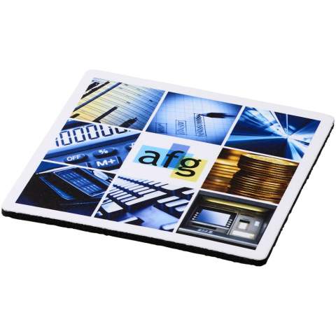 Laminated paper coaster with a black foam base for high quality printing.