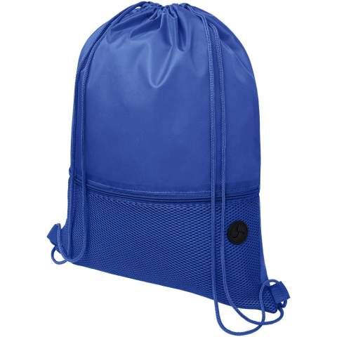 Sportbeutel mit Hauptfach und Kordelzugverschluss in passender Farbe. Ausgestattet mit einem Netz-Fach auf der Vorderseite und und einem Fach für Ohrhörer. Beständigkeit bis zu 5 kg. 