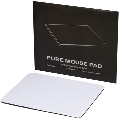 Mouse pad with anti-bacterial additive and a 5 mm Polymerized Styrene Butadiene Rubber (SBR) anti-slip base, keeping the mouse pad in place. The additive is able to effectively reduce the bacterial levels present on the surfaces of the material, with high effectiveness in inhibiting the growth of bacteria and fungi responsible for creating unpleasant smells, staining and degradation of textile and plastic products. Tested according to ISO 20743:2013. 