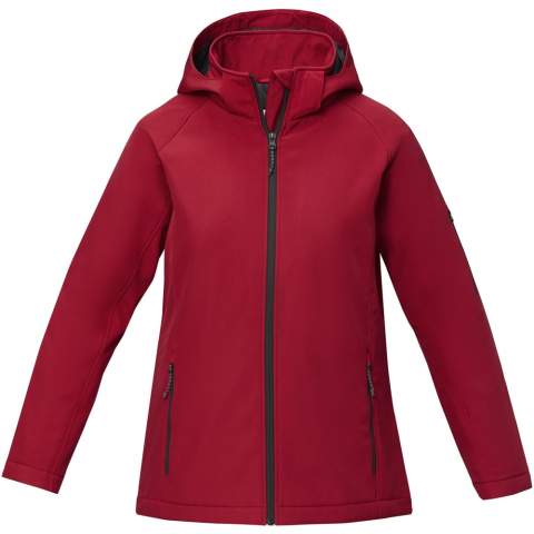 The Notus women's padded softshell jacket – a perfect blend of style, functionality, and comfort. Designed with a modern look, this jacket features a detachable hood with snap buttons, allowing you to customise your look effortlessly. The tearaway-cutaway main label ensures tagless comfort against your skin. Facing the elements is a breeze with the centre front contrast reversed coil zipper and inner storm flap with chin guard. Essentials are kept secure in the front pockets with zippers and a convenient sleeve pocket with zipper. When in need of more storage there is also an inner mesh pocket. Made of 250 g/m² polyester mechanical stretch with a polyester taffeta lining, that does not only provide optimal padding and filling but also features an eye-catching pattern. With the Notus padded softshell jacket you don't have to compromise on either style or performance. This jacket is designed with a fitted shape for a feminine look.