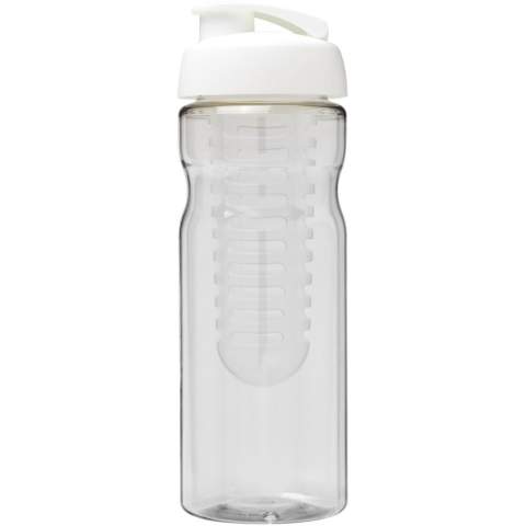 Single-wall sport bottle with ergonomic design. Bottle is made from recyclable PET material. Features a spill-proof lid with flip top and a removable infuser which allows you to add your favourite fruit flavour into your beverage. Volume capacity is 650 ml. Mix and match colours to create your perfect bottle. Contact customer service for additional colour options. Made in the UK. Packed in a recycled PE plastic bag. BPA-free.