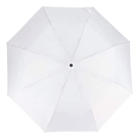 Faltbarer 21.5"-Regenschirm mit robustem Glasfasergestell und 190T Pongee-Bespannung. Windfest, mit automatischer Öffnung, manueller Schließung, Hülle, Kordel und komfortablem ABS-Griff.
