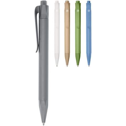 Click action longlasting and refillable ballpoint pen produced from 100% PLA (corn plastic) which reduces the amount of plastic used. Includes a refill with a writing length of approximately 2000 metres. The pen is delivered with a blue ink refill. Packed in a cardboard pen sleeve.  