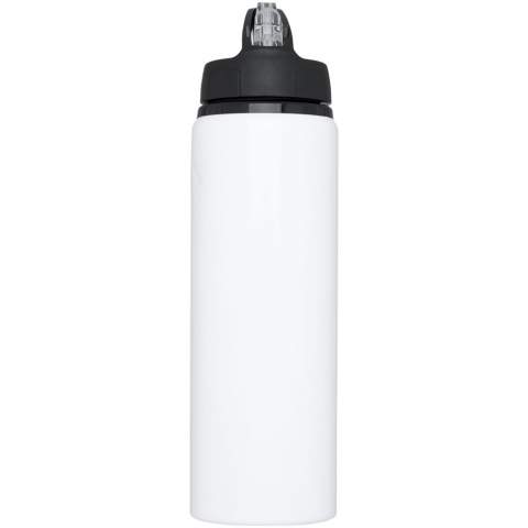 Enkelwandige aluminium fles met schroefdop met een flip-top drinktuit. De dop heeft een hengsel zodat je hem gemakkelijk mee kunt nemen. BPA-vrij. Volumecapaciteit is 800 ml.