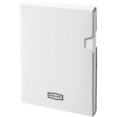 Exclusief ontworpen klassiek hardcover notitieboek A5 formaat met elastieksluiting en 80 pagina's gelinieerd 80 gram papier. Handig opbergvak voor losse notities achterin. Geleverd in een Journalbooks geschenketui.