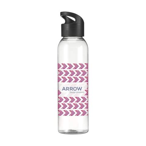 WoW! Luxe waterfles van helder RPET. Met praktische, kunststof schroefdop. Llekvrij en herbruikbaar. Niet vaatwasserbestendig. Inhoud 650 ml. GRS-gecertificeerd. Totaal gerecycled materiaal: 83%.