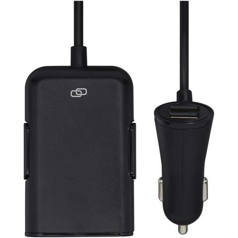 Designed for family & travel, this charger allows back and front seat passengers to simultaneously charge their electronic devices while on the road. Universal compatibility for 12/24V vehicles. Qualcomm Quick Charge Protocol 3.0. USB1/2 output: DC5V/2.4A, USB3 output: DC5V/3.1A, USB4 output: DC5V/3A, DC9V/2A, DC12V/1.5A. Cable length: 170 cm.