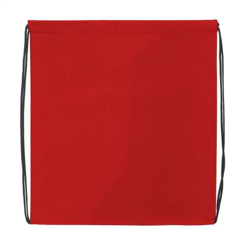 WoW! Rugzak van gerecycled nonwoven polyester (80 g/m²). Met zwarte aanrijgkoorden. Sterk en superlicht. Inhoud ca. 8 liter. GRS-gecertificeerd. Totaal gerecycled materiaal: 92%.