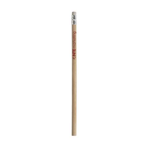 Unsharpened wooden (HB) pencil with eraser. Unvarnished.