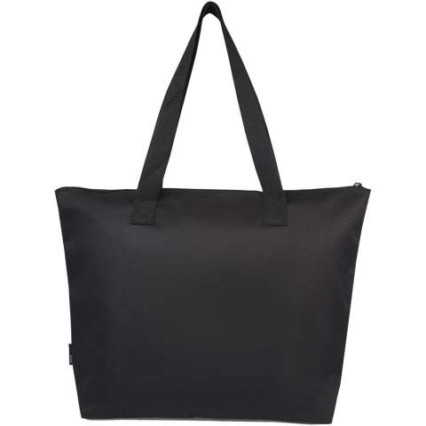 De Reclaim tote bag in twee kleuren is gemaakt van 100% GRS gerecycleerde materialen aan de buitenkant en beschikt over een voorzak met een sleuf en een rits hoofdcompartiment. Dit is een geweldig alternatief voor plastic boodschappentassen. De lengte van het handvat is 25 cm en de tas kan een gewicht van maximaal 10 kg dragen.