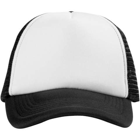 The Trucker 5 panel cap is a classic trucker cap with 100 g/m² polyester jersey foam at the front, and breathable polyester mesh at the back. This cap features a convenient plastic closure for a secure fit for a head circumference of 58 cm, ensuring a comfortable and customised feel.