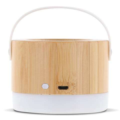 Cette enceinte sans fil en bambou est adaptée à la lecture de musique ou d'autres fichiers audio. Vous pouvez la tenir par la petite poignée.