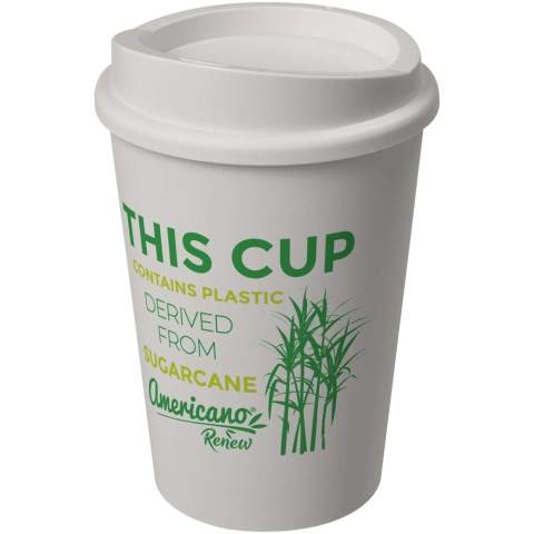 De Americano® Switch Renew enkelwandige beker is perfect voor koffie onderweg. De beker heeft een inhoud van 300 ml en een veilige clip-on deksel, en is de ideale vervanging voor koffiekopjes voor eenmalig gebruik. De beker bevat 25% plastic afkomstig van suikerriet, waardoor er minder nieuw plastic nodig is. Vaatwasserbestendig, magnetronbestendig en BPA-vrij. Als onderdeel van de Americano® Switch-familie kun je je beker personaliseren door een deksel en handgreep naar wens toe te voegen. Gemaakt in het Verenigd Koninkrijk. Verpakt in een gerecyclede PE plastic zak.