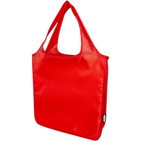 The large Ash recycled PET tote bag makes a great alternative to plastic bags. The bag has a weight resistance up to 10 kg, and features a large open main compartment and foldable design thanks to the simple elastic loop at the opening. With the 30 cm long handles the bag is easy to carry over the shoulder.