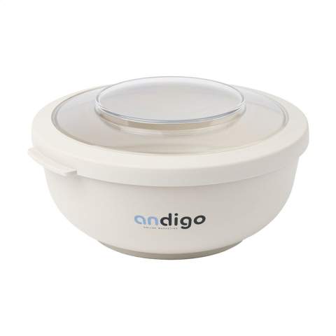 Bol réutilisable en plastique PP de la marque Amuse. A utiliser pour les poke bowls, les salades et autres repas froids. Empilable pour un gain de place. Couvercle en Tritan transparent pour voir ce qu'il y a dans le bol. Directement du réfrigérateur à la table. Pratique à la maison ou en déplacement. Sans BPA. Convient au micro-ondes (sans couvercle), au congélateur et au lave-vaisselle jusqu'à 65°C. Le lavage à la main est recommandé pour préserver l’impression. Capacité 1000 ml. Fabriqué en Belgique.