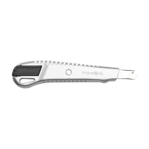 Adjustable snap-off aluminium blade. This knife has 12 carbon steel blades and is equipped with a blade safety mechanism. Features a handy hanging loop built into the handle. Please note local rules may apply regarding the possession and/or carrying of knives or multitools in public.