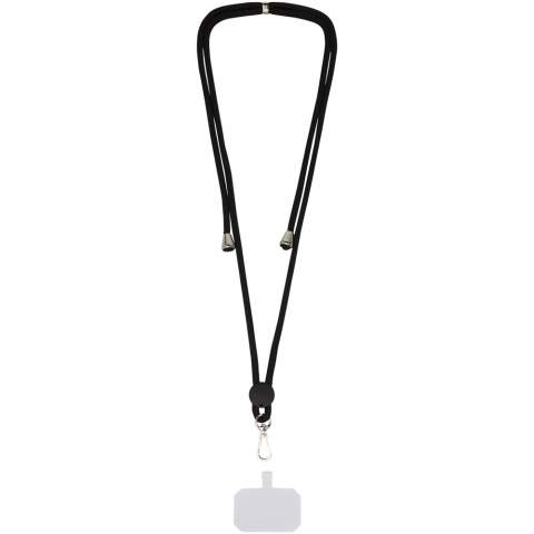 Universal high quality lanyard for mobile phone cases, suitable for all smartphones with a cover case. The max length of the lanyard is 160 cm, and with the adjustable buckle it can be adjusted to the desired length. The lanyard can easily be released with the metal hook, leaving the tape inside the phone case to attach it to the lanyard easily again. 
