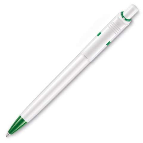 The Ducal ball pen is a white hardcolour ball pen with a coloured tip. Includes a X20 refill with blue writing ink. The pen has a pusher mechanism and is made of ABS, made in Europe. From orders of 5.000 pieces, you can choose your own colour combination.
