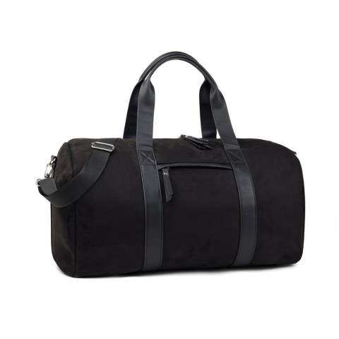 Travel in style with Marlow RCS-certified recycled polyester weekend bag. Stay organised on-the-go with this weekend bag designed for 2-3 days weekend or business trip. Features one interior pocket secured with a zipper and an exterior zipped pocket. Equipped with a detachable and adjustable shoulder strap. The Marlow series crafted from recycled faux suede with PU details and lining in recycled polyester. Finished with sleek silver hardware. Certified by RCS (Recycled Claim Standard), RSC certification guarantees that the entire supply chain of recycled materials is certified. The total recycled content is based on the overall product weight. This product contains 43% RCS certified recycled polyester and 3% RCS certified recycled polyurethane.