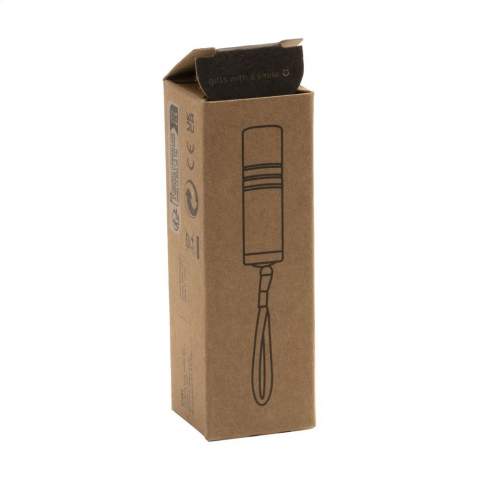 Lightweight, aluminum flashlight with 1 watt COB LED. Gives tremendously bright white light, brighter than an ordinary LED lamp. COB LED has a lower energy consumption than LED: the batteries last on average 30% longer. The flashlight has a removable loop. Batteries included. Each item is supplied in an individual brown cardboard box.