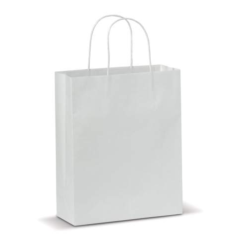 Sac papier mat format moyen avec anses papier torsadé. Le sac a un look éco. Parfait à utiliser comme sac cadeau.