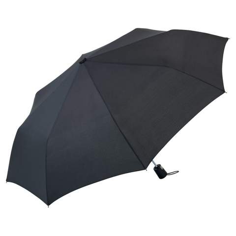 Practical automatic pocket umbrella with high-quality windproof system Convenient automatic function for a quick opening, high-quality windproof system for maximum frame flexibility in stormy conditions, chromed steel shaft, Soft-Touch handle with silver push-button, elastic carrying loop and promotional labelling option