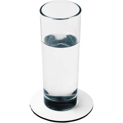Dessous de verre en papier laminé avec une base en mousse noir pour une impression de qualité supérieure.