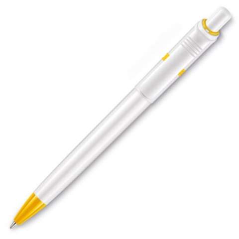 Le stylo bille Ducal est un stylo bille blanc à pointe colorée. Il est livré avec une recharge X20 à l'encre bleue. Le stylo a un mécanisme à poussoir et est fabriqué en ABS, made in Europe. A partir de 5.000 pièces, vous pouvez choisir votre propre combinaison de couleurs.