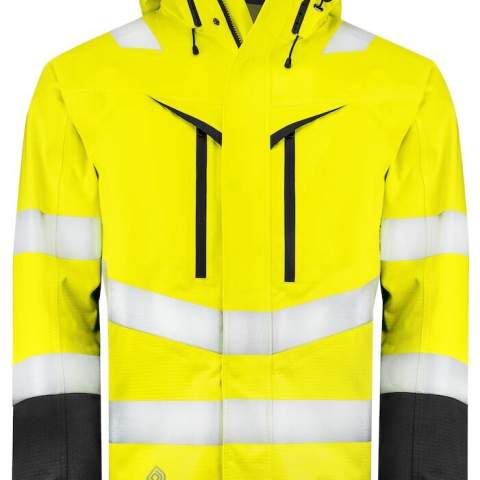 • wind- en waterdicht, rip-stop materiaal<br />• gewatteerde voering<br />• getapete naden<br />• 2-wegritssluiting aan de voorzijde die bedekt is met een flap. Deze stormflap kan afgesloten worden met drukknopen<br />• borstzak aan beide zijden met ritssluiting. Linker borstzak met lus voor badghouder<br />• zijzakken met ritssluiting<br />• 2 binnenzakken met ritssluiting. Linker binnenzak een extra open zak met velcro sluiting<br />• afneembare en aanpasbare capuchon met trekkoord<br />• aanpasbare manchetten met velcro<br />• windvangers in de mouwen met duimgrip<br />• aanpasbare taille met trekkoord                                                                                       <br />• drukkersritssluiting