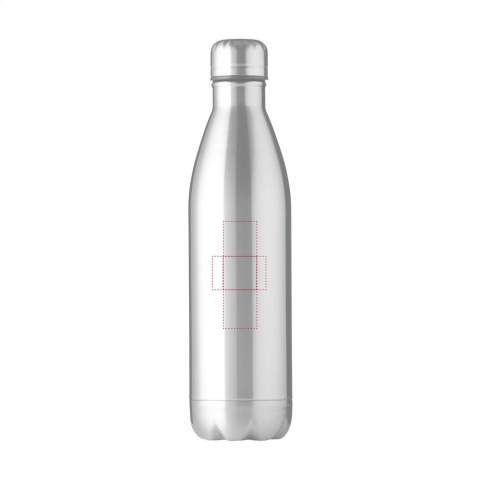 Doppelwandige, auslaufsichere Edelstahl-Wasserflasche/Thermoflasche. Vakuumisoliert. Geeignet zur Temperaturerhaltung von kalten oder heißen Wasser. Fassungsvermögen: 750 ml. Pro Stück in einer Verpackung.